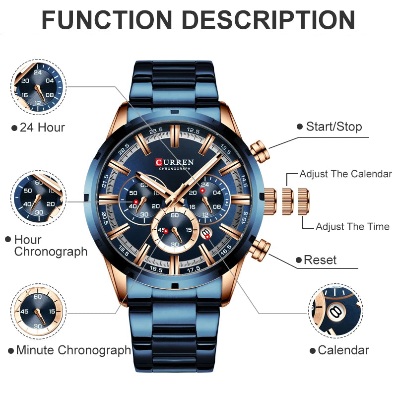 CURREN Men Watch Top Brand Luxury Sports