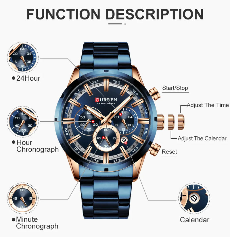 CURREN Men Watch Top Brand Luxury Sports