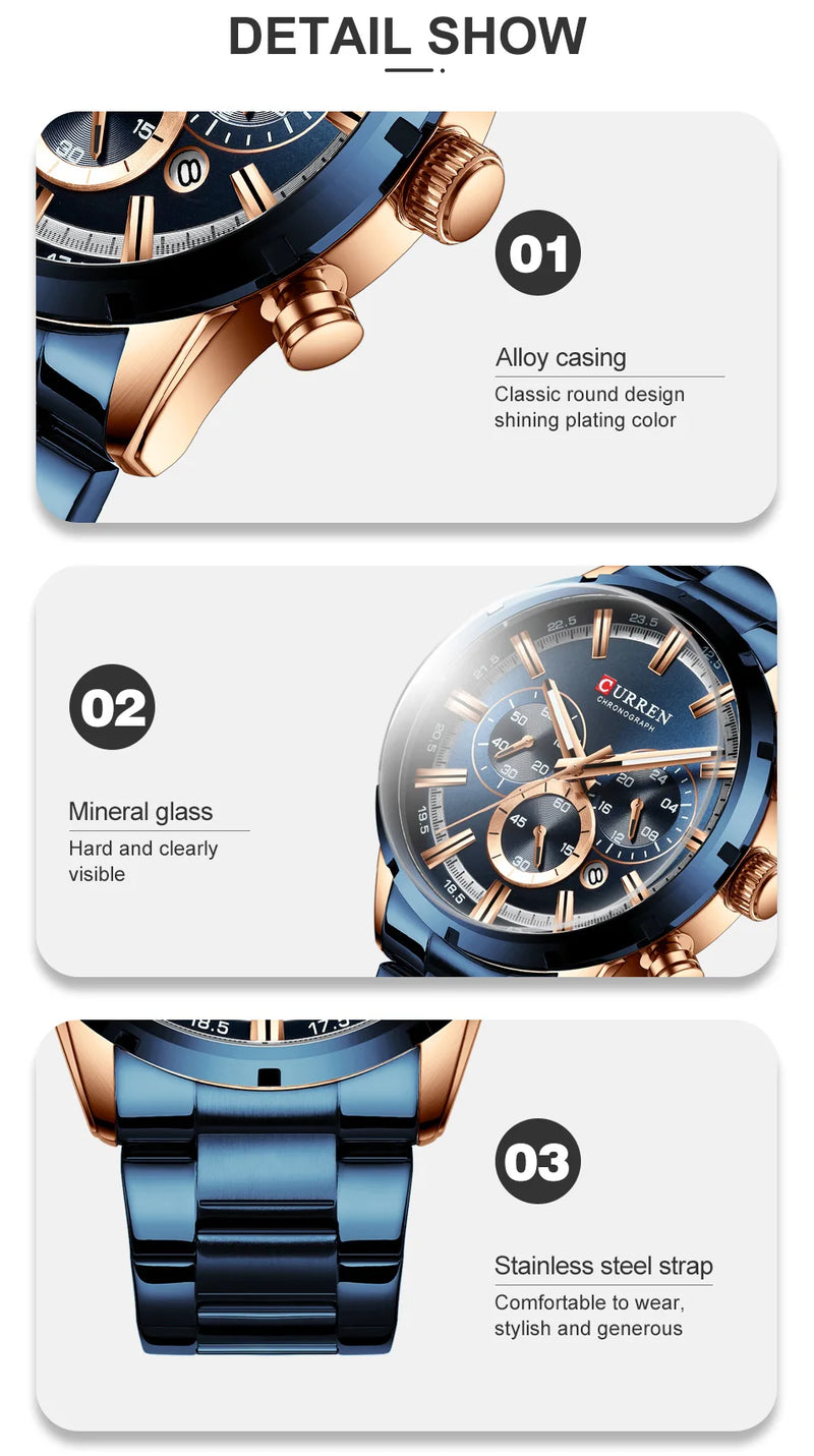 CURREN Men Watch Top Brand Luxury Sports