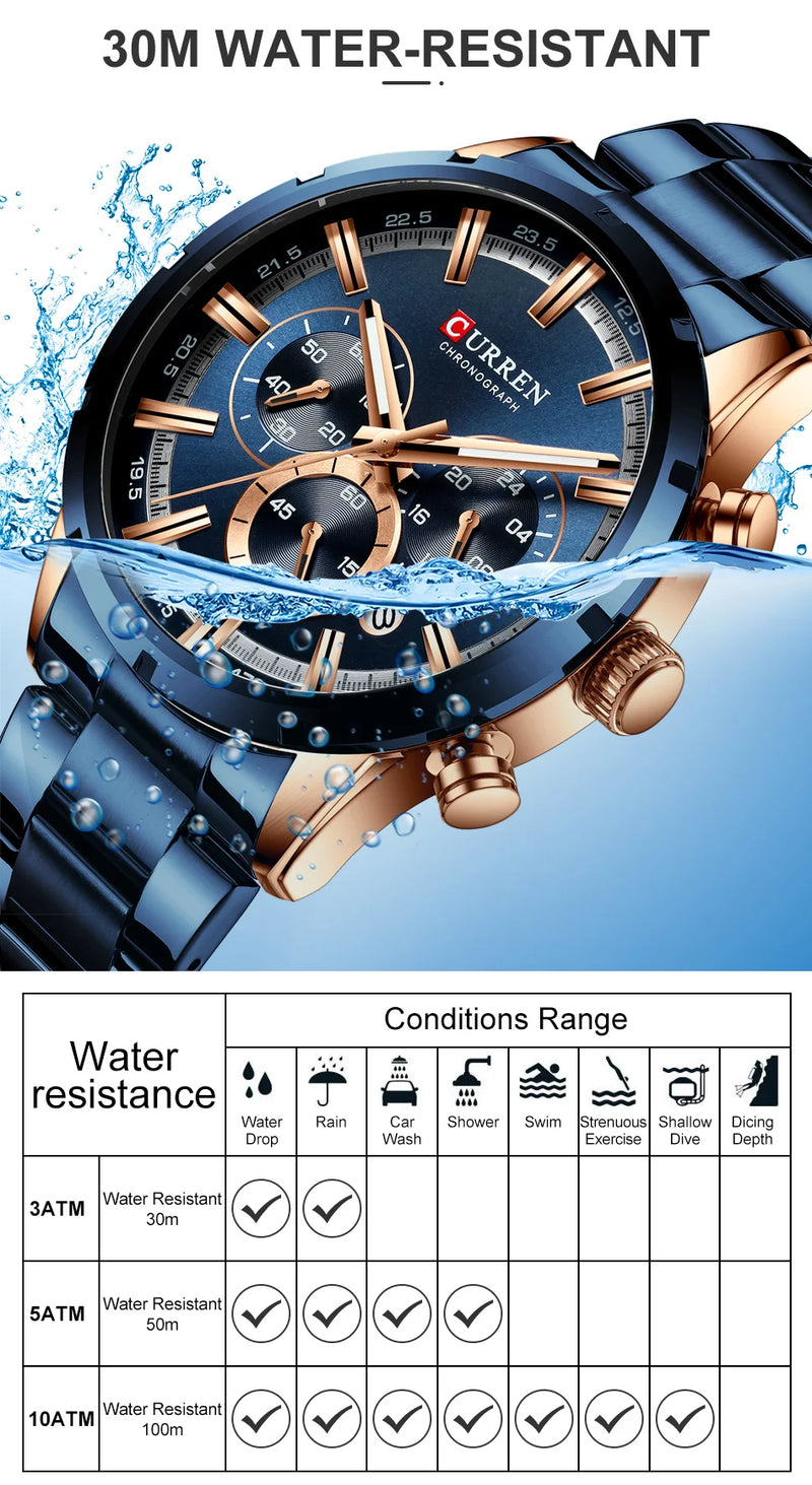 CURREN Men Watch Top Brand Luxury Sports